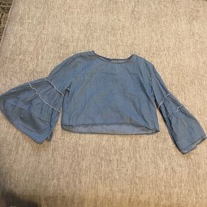 Denim Top with Split Wide Sleeves